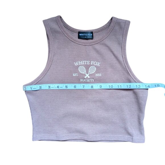White Fox Boutique Brown Waffle Cropped Tank Top Women Size Small - Picture 8 of 11